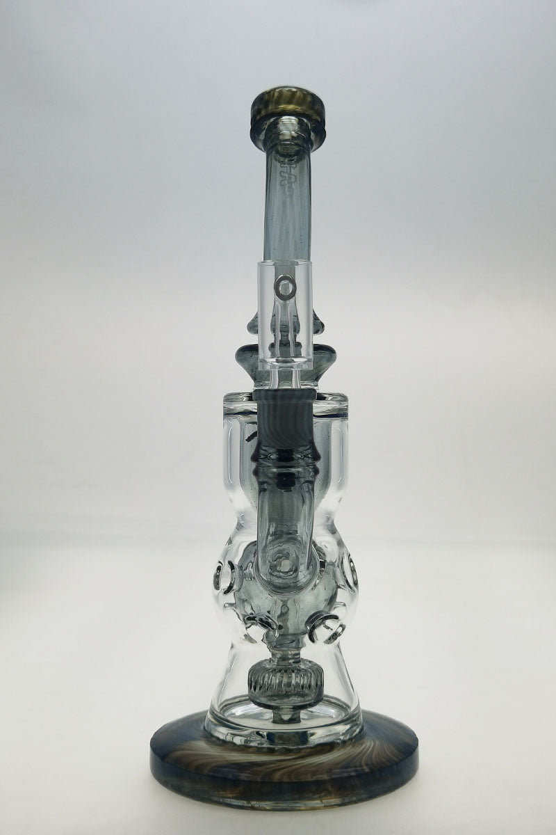 TAG 12" Faberge Egg Klein Incycler with a 14MM Female joint and blue accents, front view