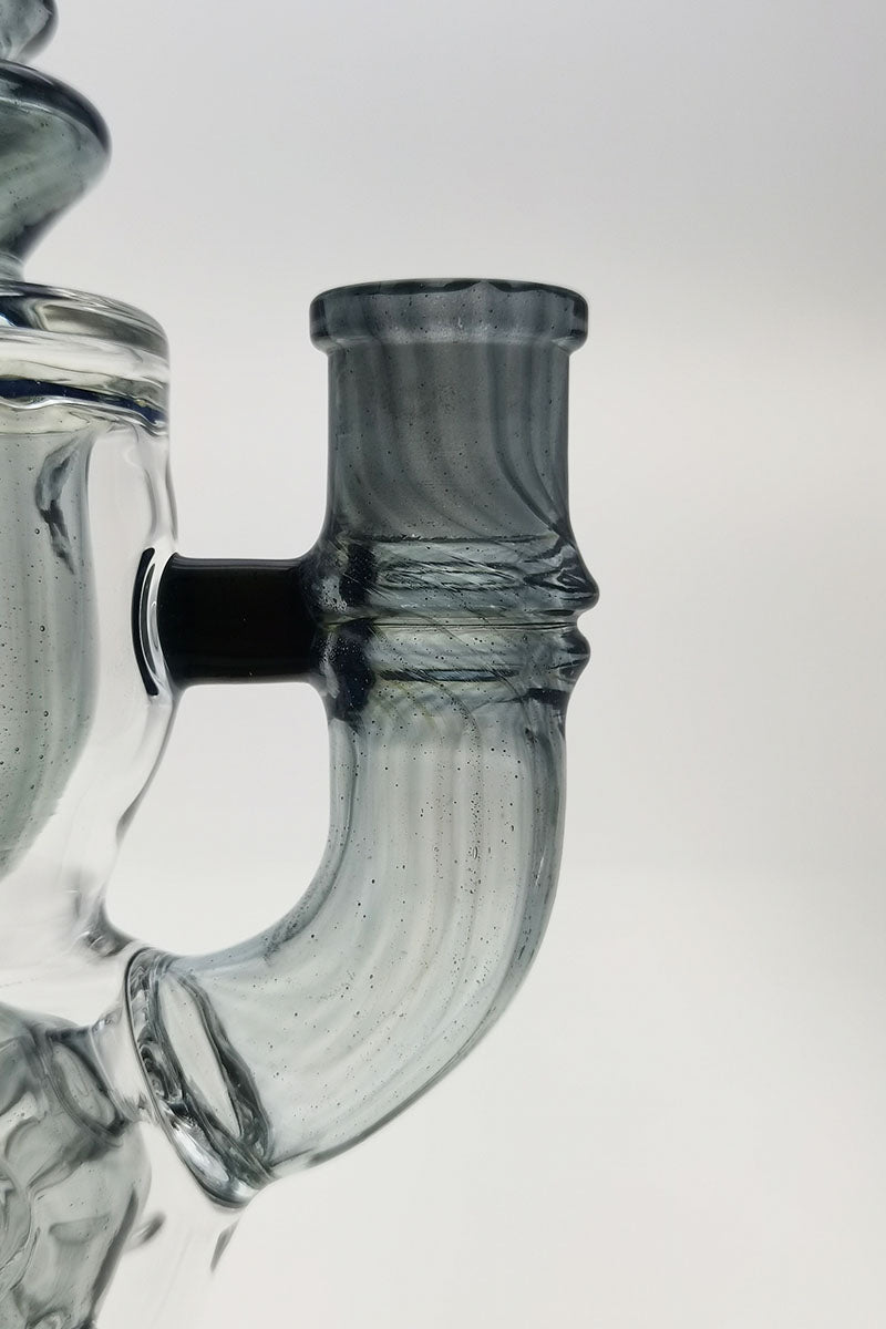 Close-up of TAG 12" Faberge Egg Klein Incycler with clear and slyme color accents, 14MM female joint