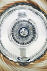 Top view of TAG 12" Faberge Egg Klein Incycler with intricate percolator design, clear glass