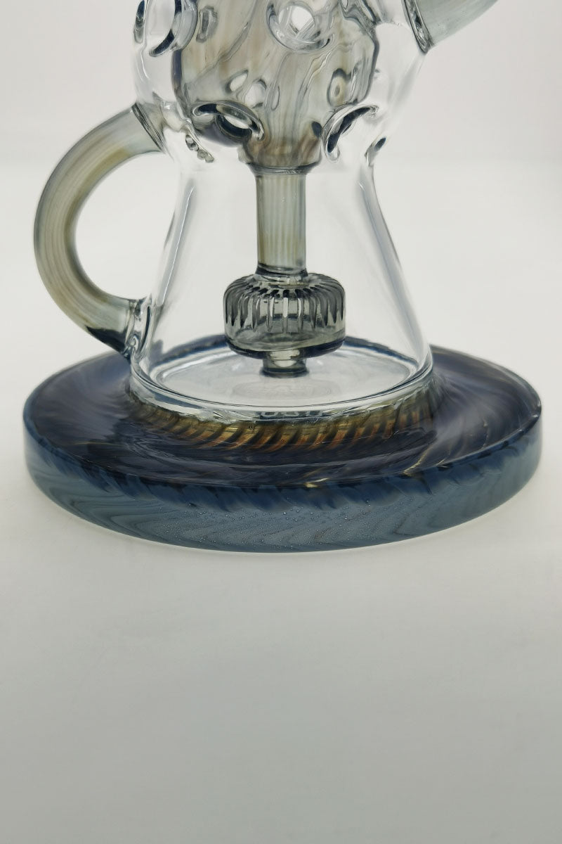 TAG 12" Faberge Egg Klein Incycler with blue accents, clear body, and 90-degree joint - Base View