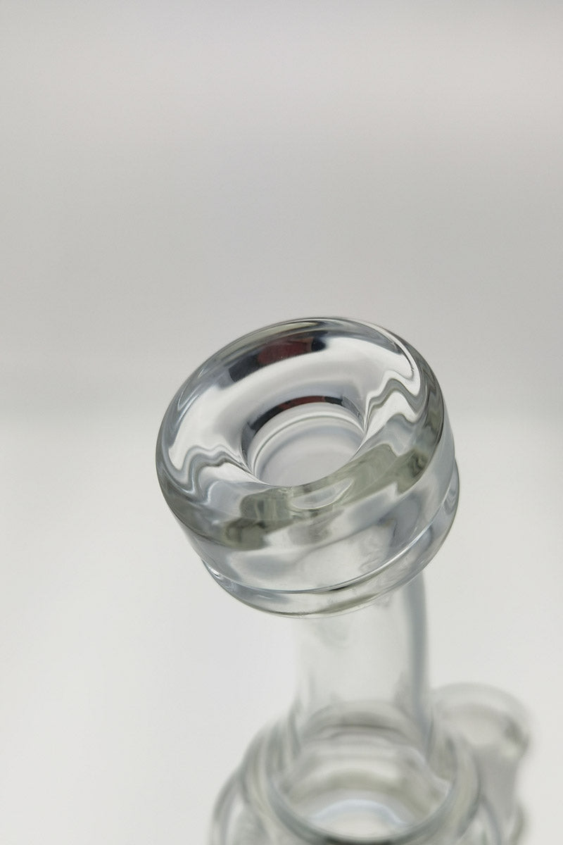 Close-up of TAG 12" Faberge Egg Klein Incycler top with clear glass and sleek design