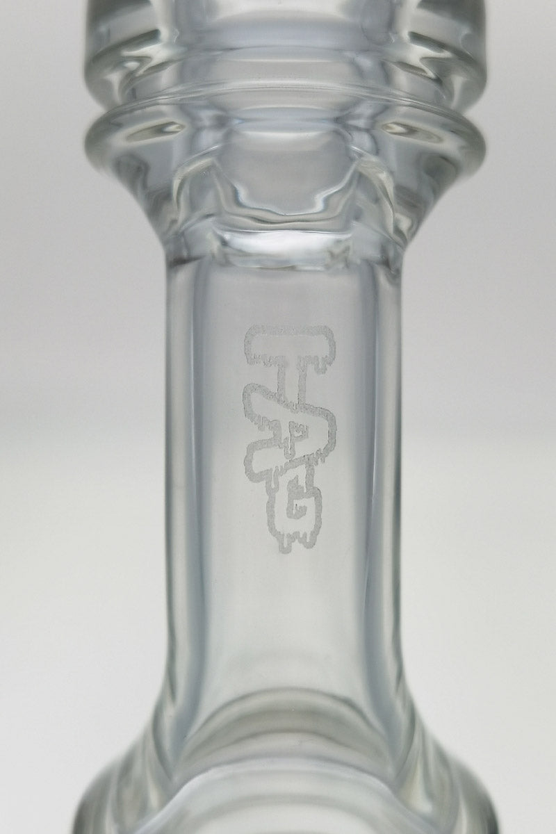 Close-up of TAG logo on 12" Faberge Egg Klein Incycler by Thick Ass Glass