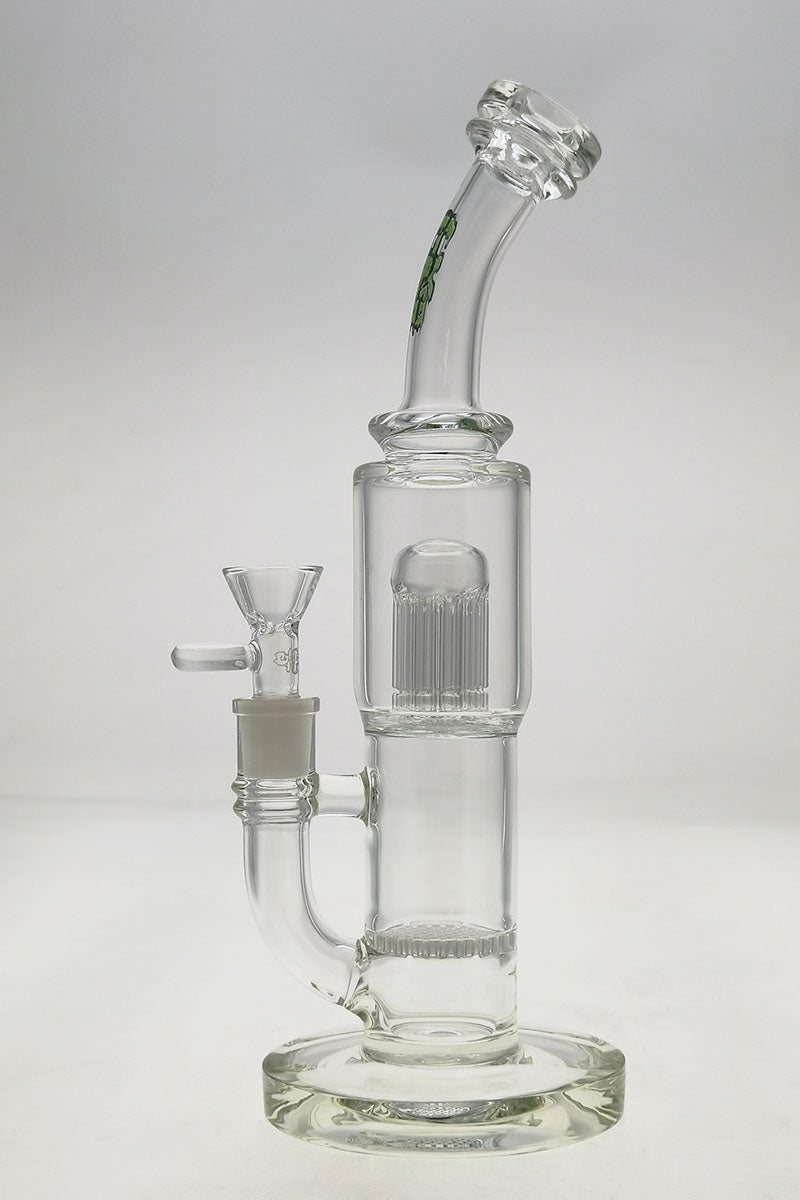 TAG 12" Single Honeycomb to 10 Arm Tree Dab Rig Front View with Quartz Banger