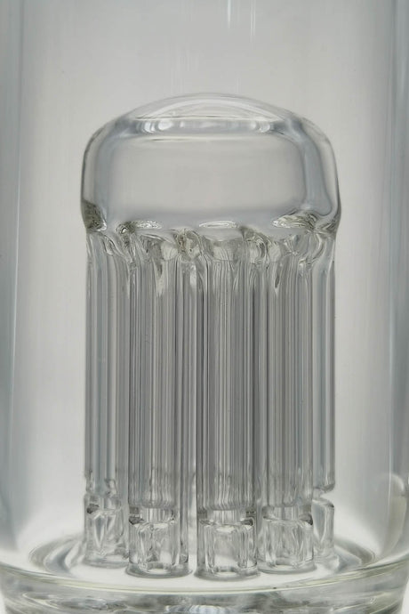 Close-up of TAG 12" Dab Rig with Honeycomb to Tree Percolator in Clear Glass