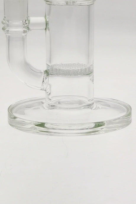 Close-up of TAG 12" Clear Bong Base with Honeycomb Percolator and Sturdy Glass