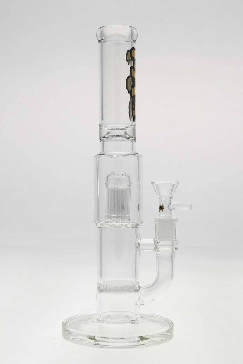 TAG 12" Clear Bong with Single Honeycomb & 8 Arm Tree Percolator, 90 Degree 14MM Female Joint