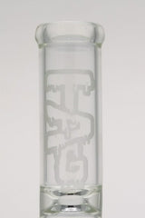 TAG 12" Clear Glass Bong with Honeycomb Percolator and 8 Arm Tree Logo Close-up