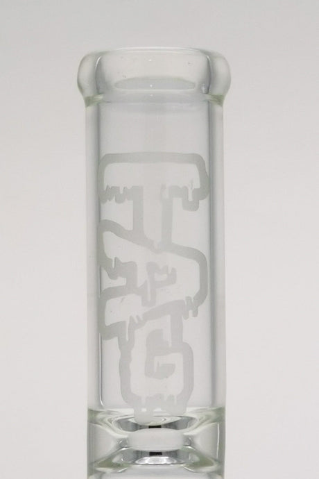 TAG 12" Clear Glass Bong with Honeycomb Percolator and 8 Arm Tree Logo Close-up