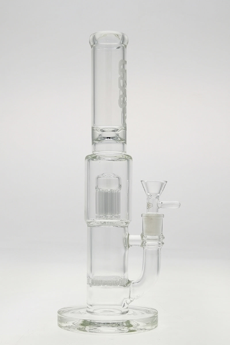 TAG 12" Clear Glass Bong with Honeycomb & 8 Arm Tree Percolators, 14MM Female Joint