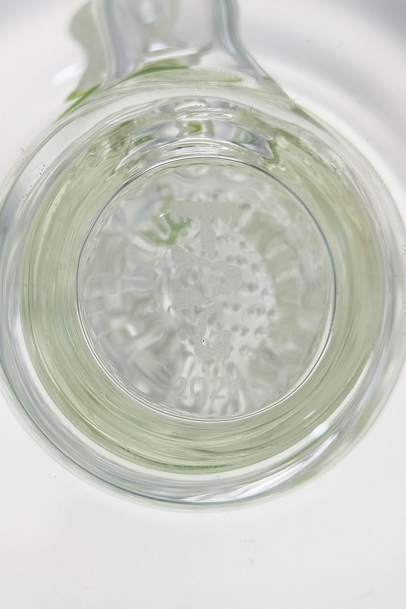 Close-up of TAG 12" Honeycomb Percolator in Clear Glass Bong for Dry Herbs, 90 Degree Joint