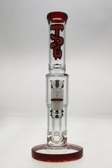 TAG 12" Clear Glass Bong with Red Accents, Single Honeycomb & 8 Arm Tree Percolator, Front View
