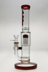 TAG 12" Clear Glass Bong with Red Accents, Honeycomb & 8 Arm Tree Percolators, Front View