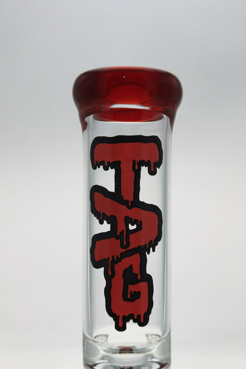 TAG 12" Honeycomb to Tree Perc Bong with Red Accents - Front View
