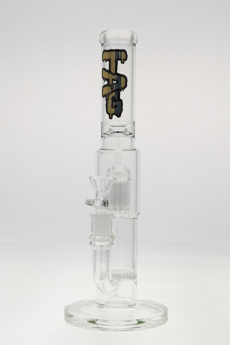 TAG 12" Clear Glass Bong with Single Honeycomb & 8 Arm Tree Percolator, 14MM Female Joint
