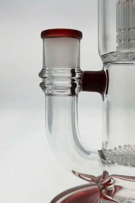 Close-up of TAG 12" Bong with Honeycomb Percolator and Red Accents, 14MM Female Joint