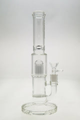 TAG 12" Clear Bong with Honeycomb to Tree Percolator and 14MM Female Joint Front View