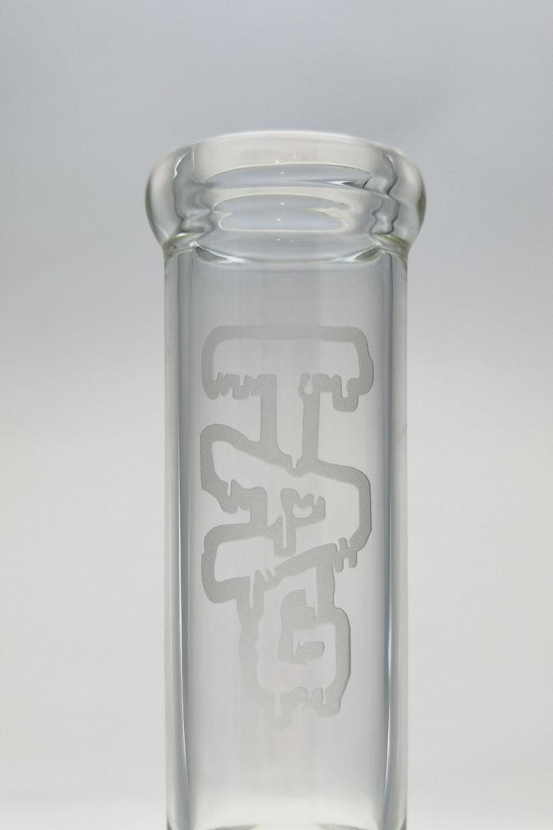 TAG 12" Clear Glass Bong with Honeycomb and 8 Arm Tree Percolators - Front View