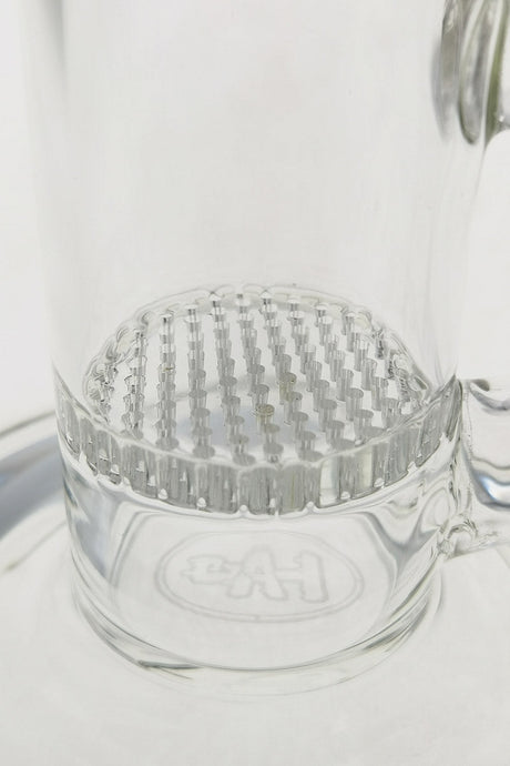 Close-up of TAG 12" Honeycomb Percolator in Clear Glass Bong by Thick Ass Glass