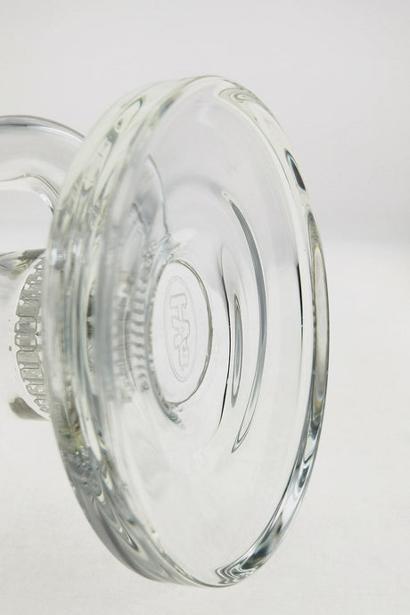 Close-up of TAG 12" Clear Bong Base with Honeycomb Percolator and Fixed 8 Arm Tree