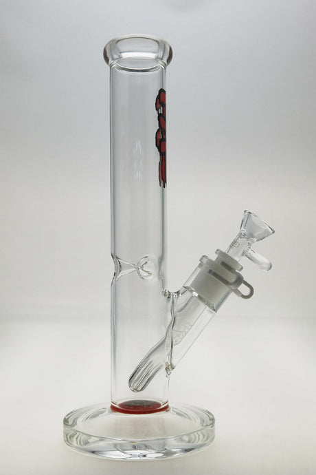 TAG 12" Straight Tube Bong with Clear Glass and Red Accents, 18/14MM Downstem