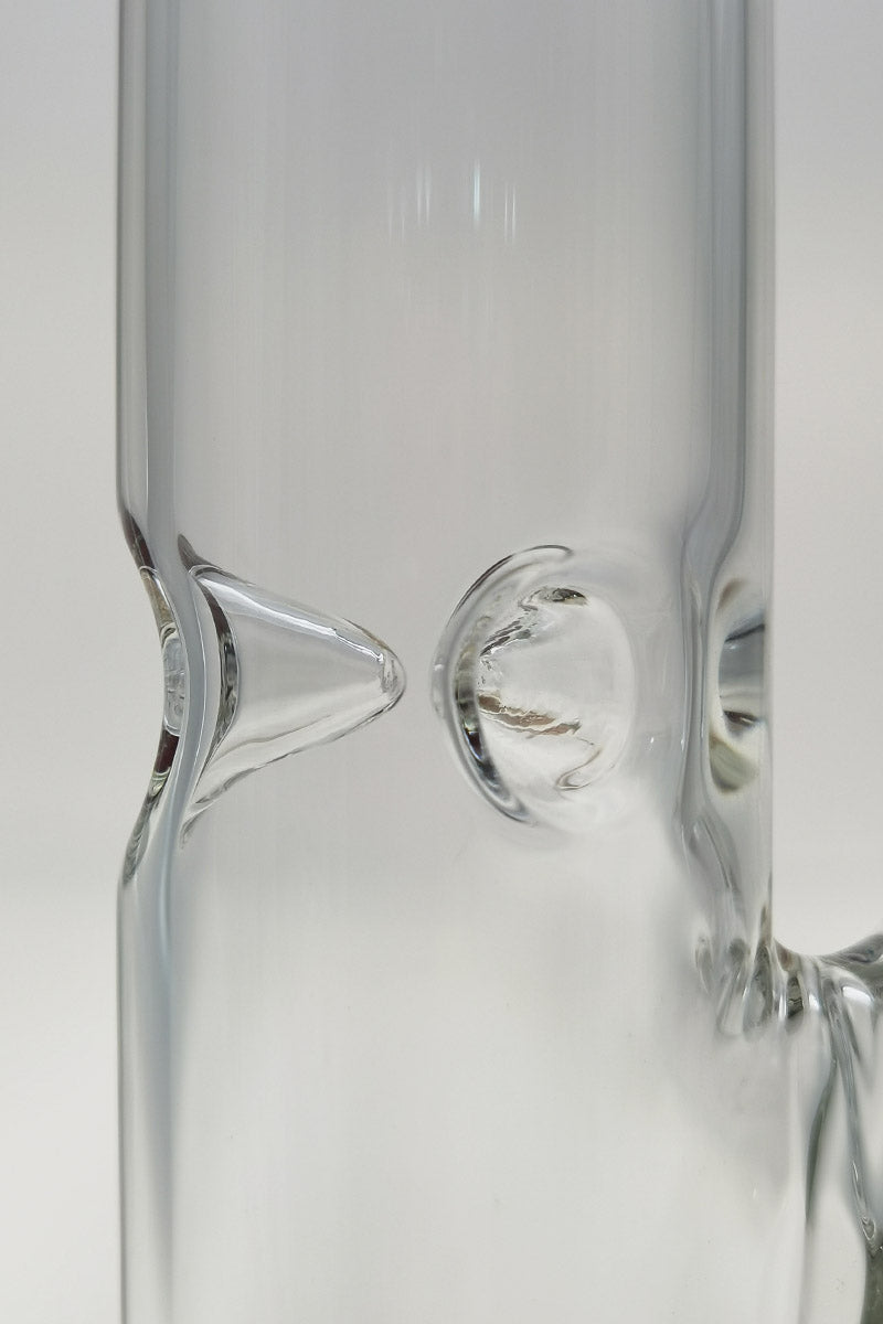 Close-up of TAG 12" Straight Tube Bong with 44x4MM clear glass and 18/14MM downstem