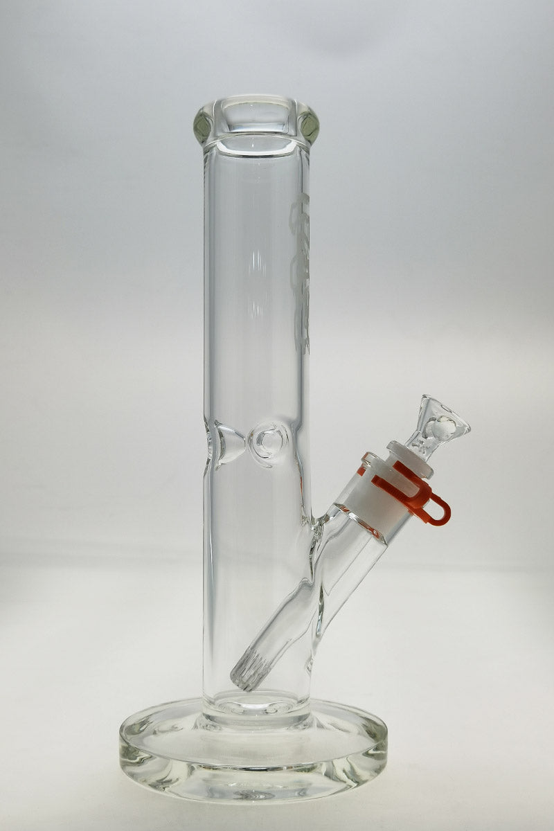 TAG 12" Straight Tube Bong, 50x5MM with 18/14MM Downstem, Clear Glass, Front View