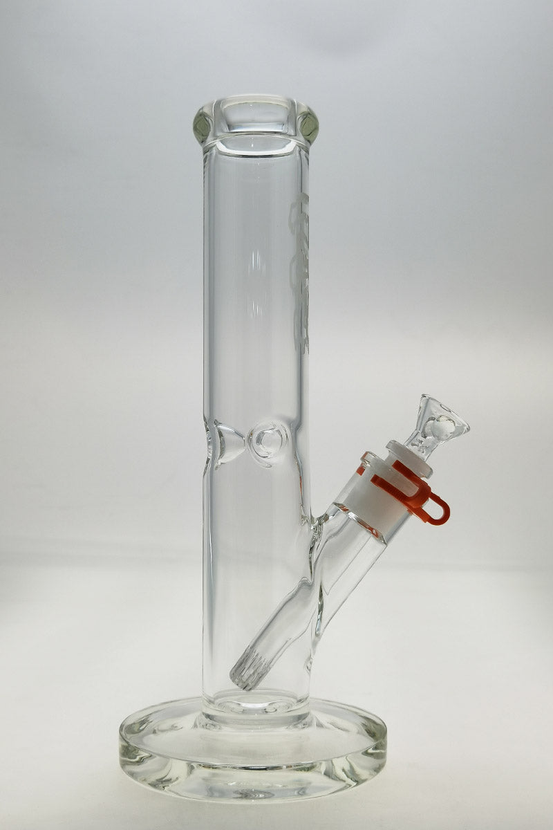 Thick Ass Glass 12" Straight Tube Bong, Clear, 50x5MM, Beaker Base, 18/14MM Downstem, Front View