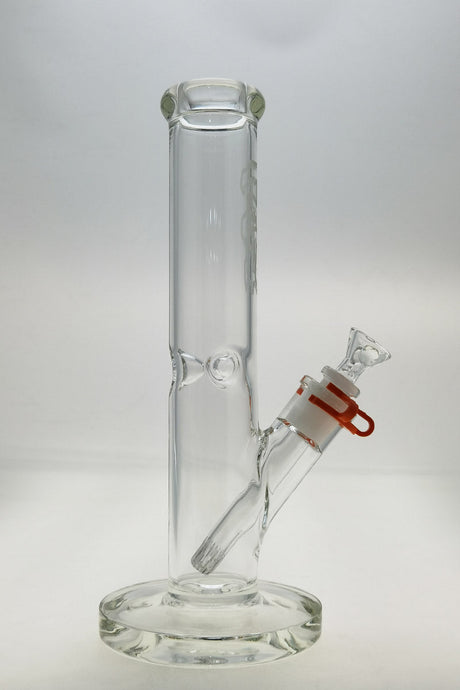 Thick Ass Glass 12" Straight Tube Bong, Clear, 50x5MM, Beaker Base, 18/14MM Downstem, Front View