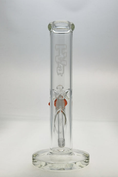 Thick Ass Glass 12" Straight Tube Bong, Clear, 50x5MM with Beaker Base, Front View