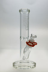 TAG 12" Clear Straight Tube Glass Bong with 18/14MM Downstem Front View