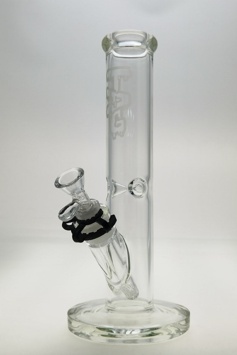 TAG 12" Straight Tube Bong with 18/14MM Downstem, Thick 5MM Glass, Front View