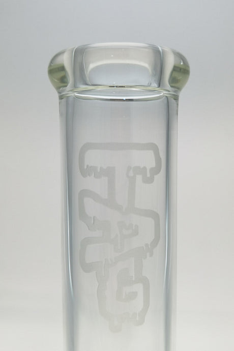 TAG 12" Straight Tube Bong 50x5MM, 18/14MM Downstem, Clear Glass with TAG Logo, Front View