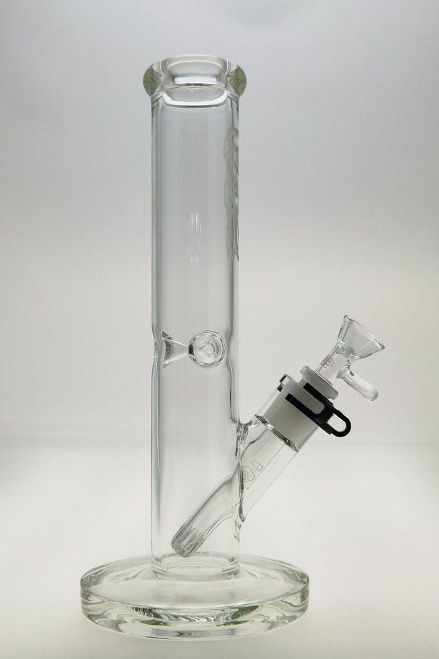 TAG 12" Straight Tube Clear Glass Bong with 18/14MM Downstem and Wavy Logo