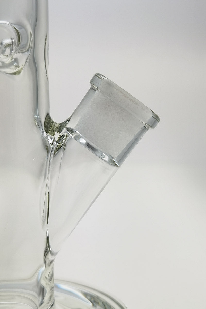 Close-up of TAG 12" Straight Tube Bong with 18/14MM Downstem, 50x7MM Clear Glass