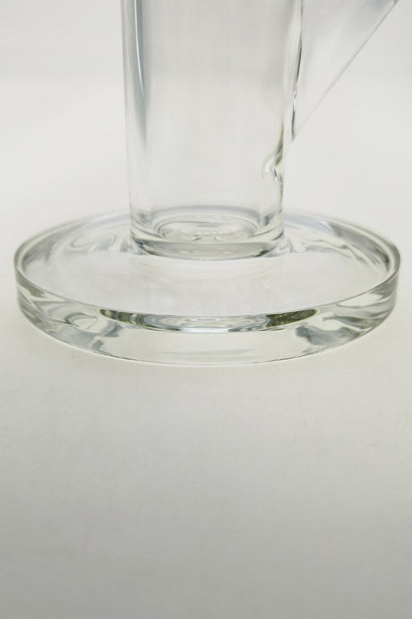 Close-up of TAG 12" Straight Tube Bong base, 50x7MM clear glass, 18/14MM downstem