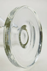 Close-up of TAG 12" Straight Tube Bong base, 50x7MM clear glass, with 18/14MM downstem