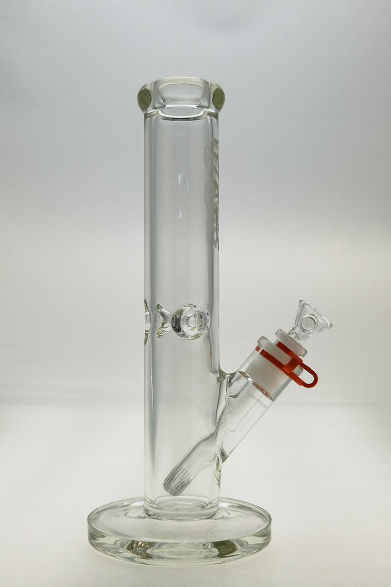TAG 12" Straight Tube Bong, 50x7MM Clear Glass, Front View with Downstem