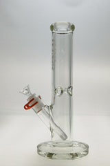 TAG 12" Straight Tube Bong, 50x7MM, with 18/14MM Downstem, Clear Glass, Front View