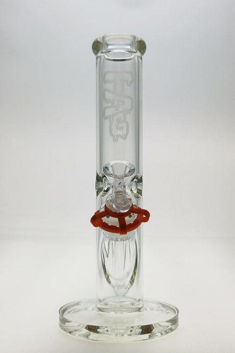 TAG 12" Clear Straight Tube Bong with 50mm Diameter and 7mm Thickness, Front View