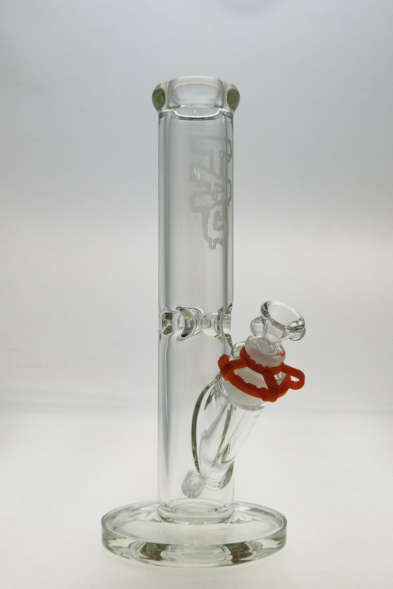 TAG 12" Straight Tube Bong, 50x7MM with 18/14MM Downstem, Clear Glass, Front View