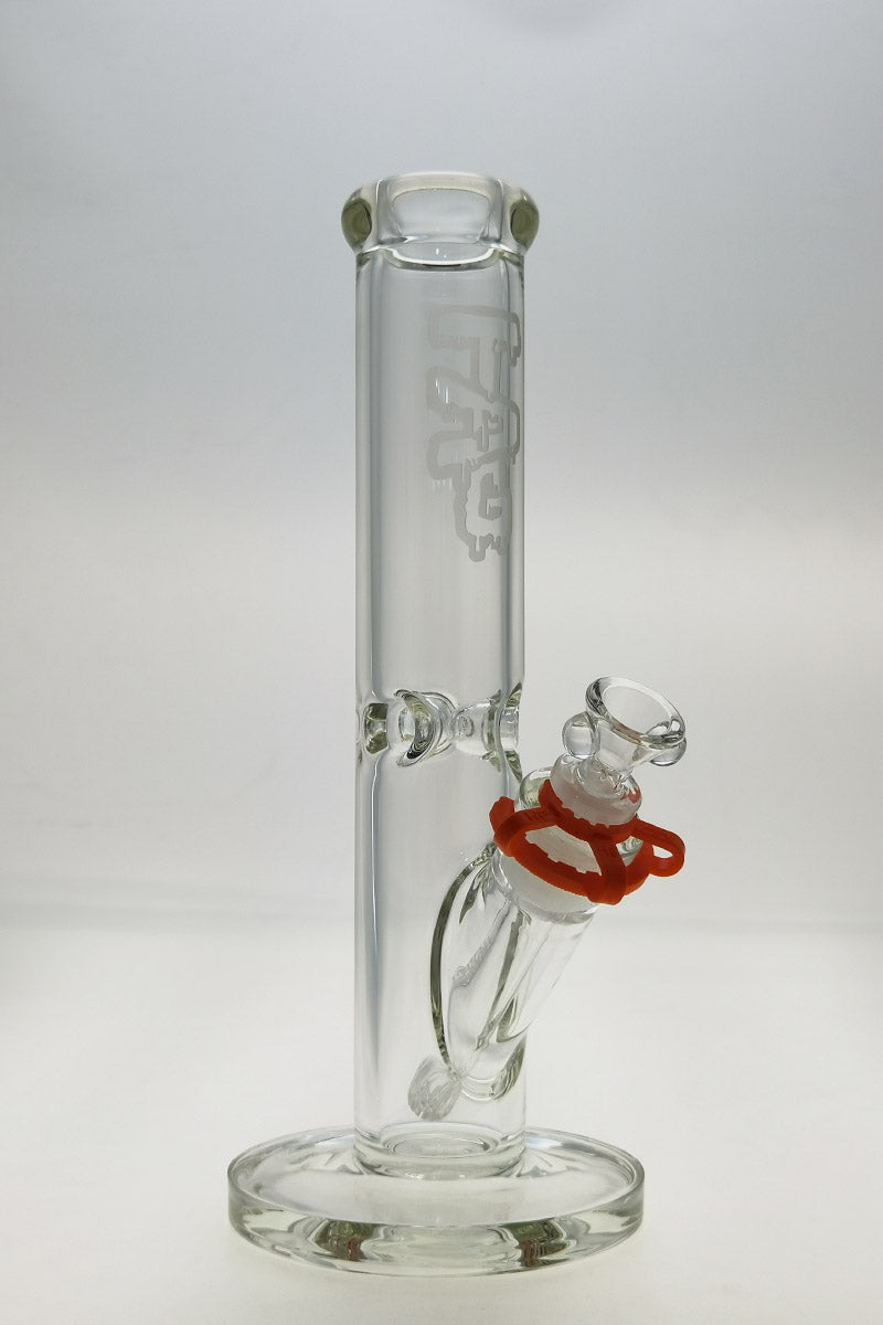 Thick Ass Glass 12" Straight Tube Bong, 7MM Thick, Clear with 18/14MM Downstem, Front View