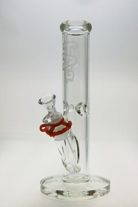 TAG 12" Straight Tube Bong 50x7MM with 18/14MM Downstem, Clear Glass, Front View