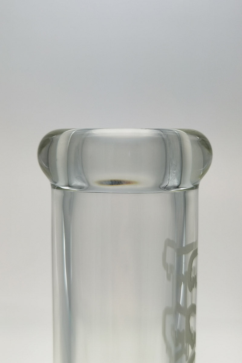 TAG 12" Clear Straight Tube Bong Top View, 50x7MM Thick Glass, 18/14MM Downstem