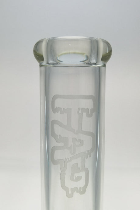 TAG 12" Straight Tube Bong, 50x7MM Clear Glass, 18/14MM Downstem, Close-up View
