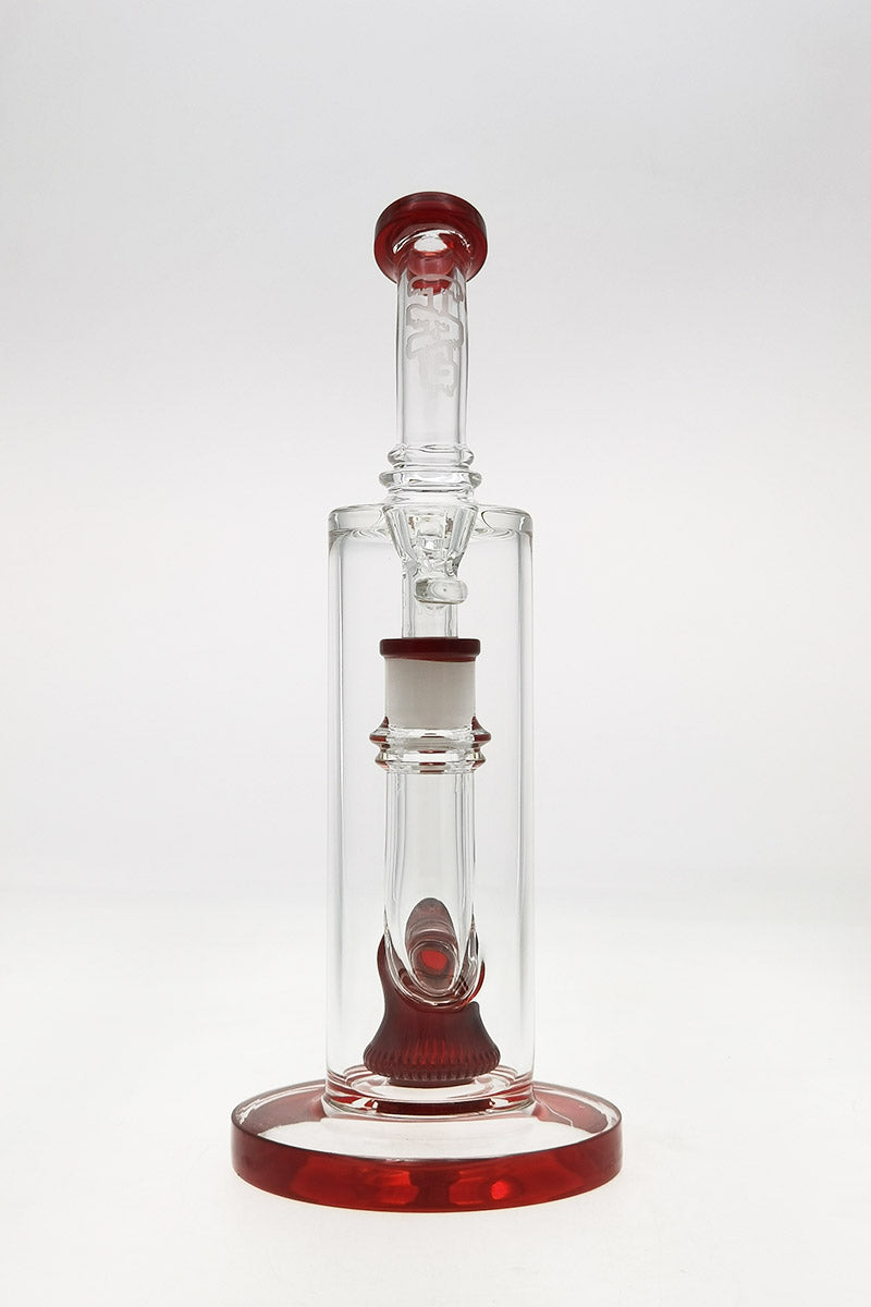 TAG 12" Super Slit Bellow UFO Glass Bong Front View with Showerhead Percolator