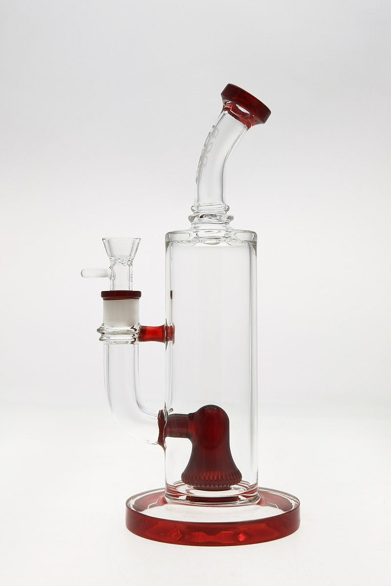TAG 12" Super Slit Bellow UFO Bong with 18MM Female Joint and Red Accents - Front View