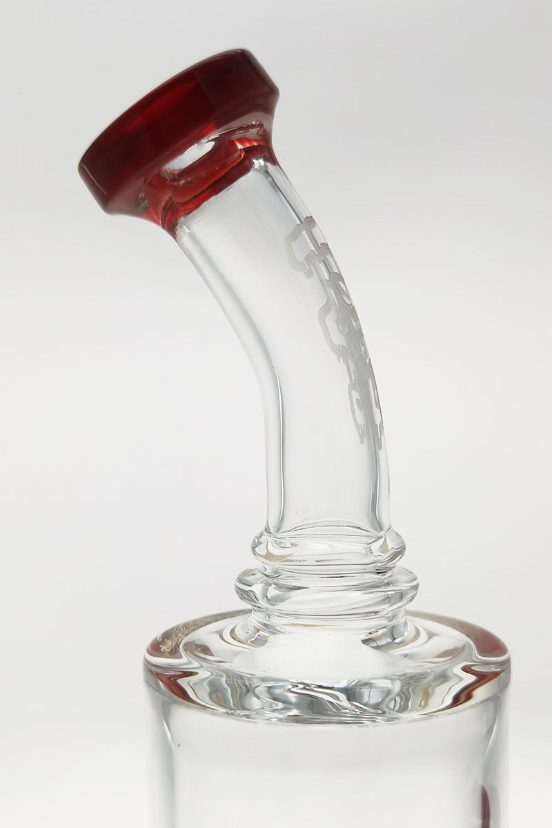TAG 12" Super Slit Bellow UFO Bong Close-up with 18MM Female Joint and Red Accents