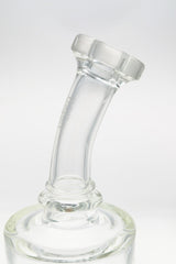 Close-up of TAG 12" Super Slit Bellow UFO Bong neck with 18MM Female joint, thick glass
