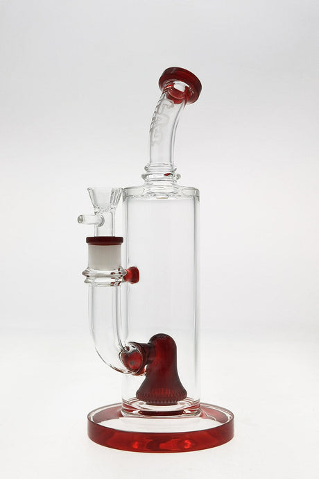 TAG 12" Super Slit Bellow UFO Bong with Red Accents, 90 Degree Joint, and Showerhead Percolator