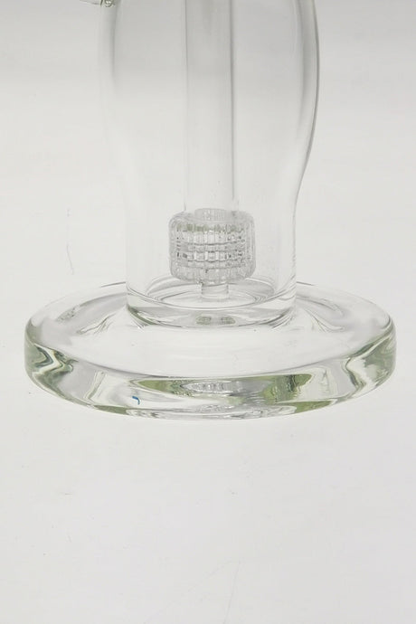 Close-up of TAG 12" Super Slit Matrix Bubbler's base and percolator, clear glass, 50x5MM